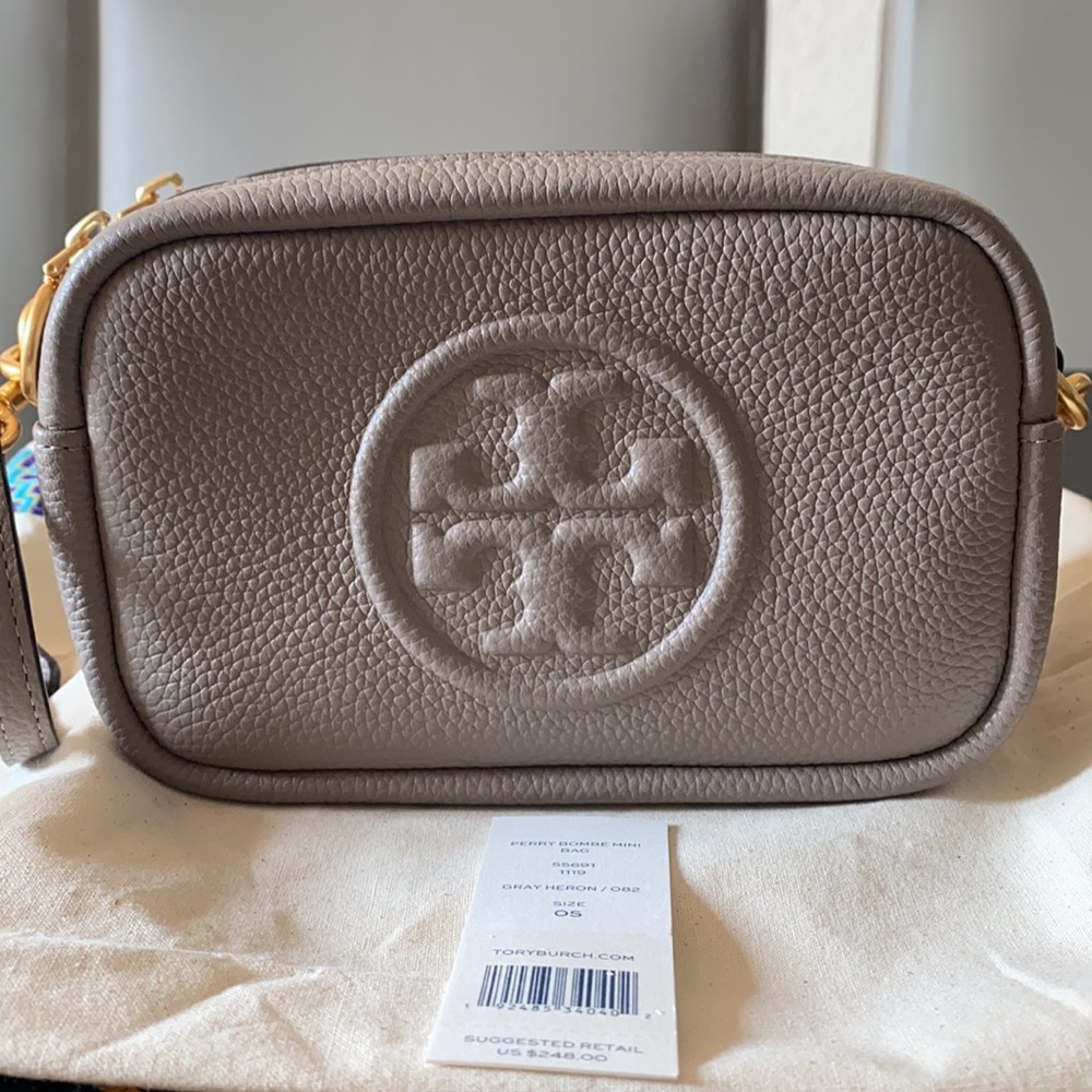 Tory Burch Crossbody Mini-Perry Bombe Gray Heron